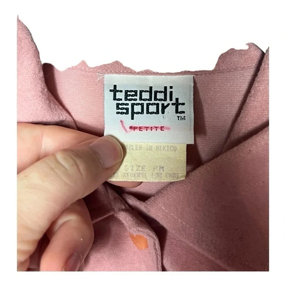 1605. VINTAGE TEDDI SPORT JACKET 100% POLYESTER SIZE PETITE MEDIUM PINK IN COLOR - Picture 5 of 9